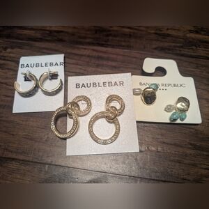 BaubleBar Gold Double Hoop Earrings